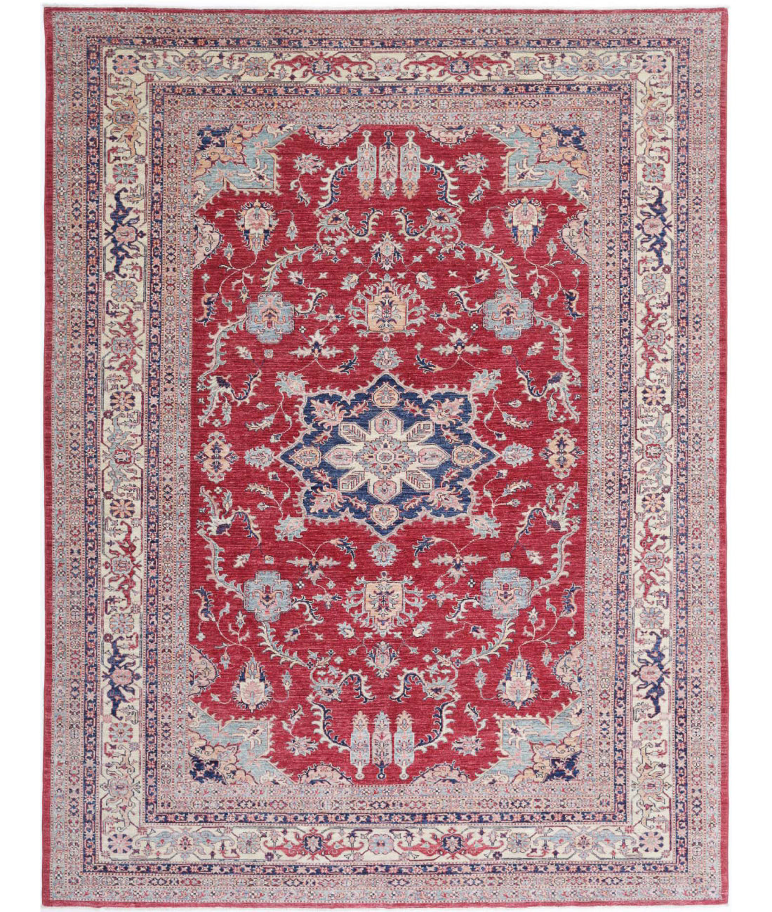 Kazak 8'11'' X 11'11'' Hand-Knotted Wool Rug 8'11'' x 11'11'' (268 X 358) / Red / Ivory