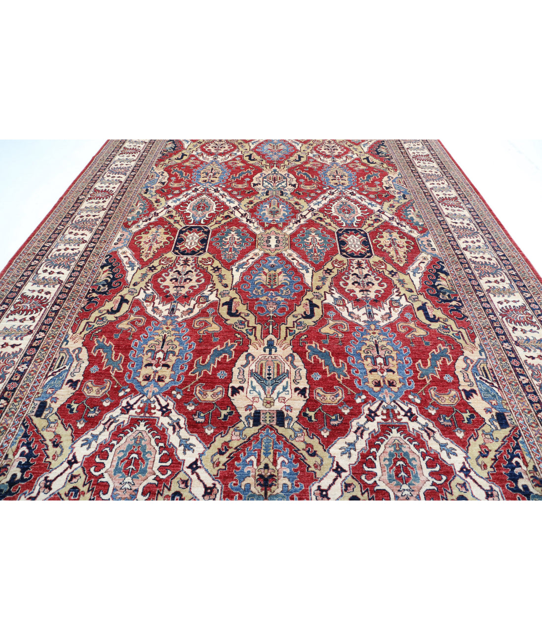 Kazak 9'11'' X 13'6'' Hand-Knotted Wool Rug 9'11'' x 13'6'' (298 X 405) / Red / Ivory