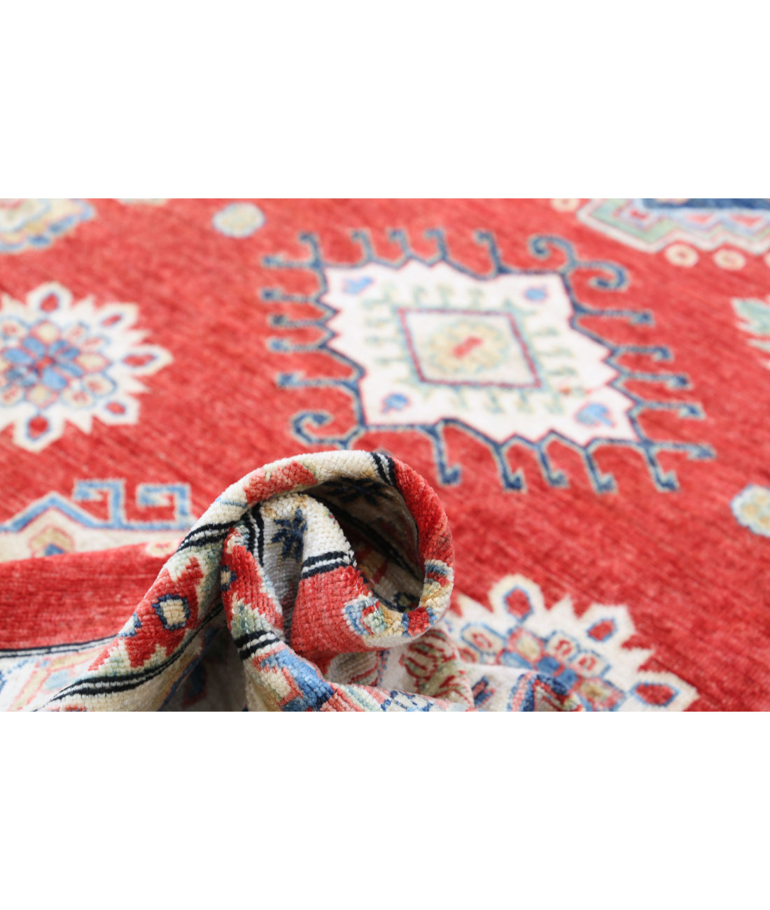 Kazak 8'10'' X 12'10'' Hand-Knotted Wool Rug 8'10'' x 12'10'' (265 X 385) / Red / Ivory