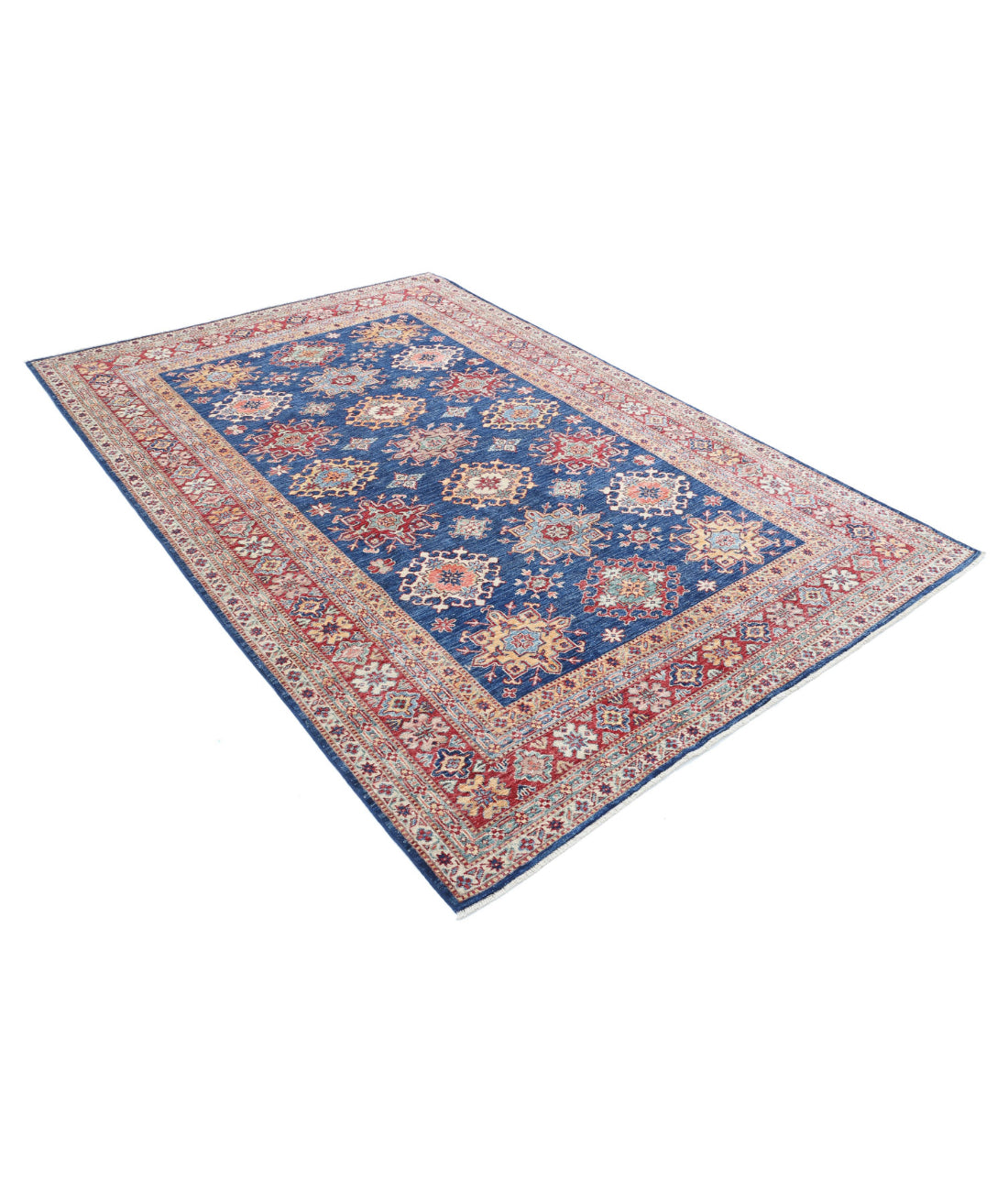 Kazak 5'10'' X 8'8'' Hand-Knotted Wool Rug 5'10'' x 8'8'' (175 X 260) / Blue / Red