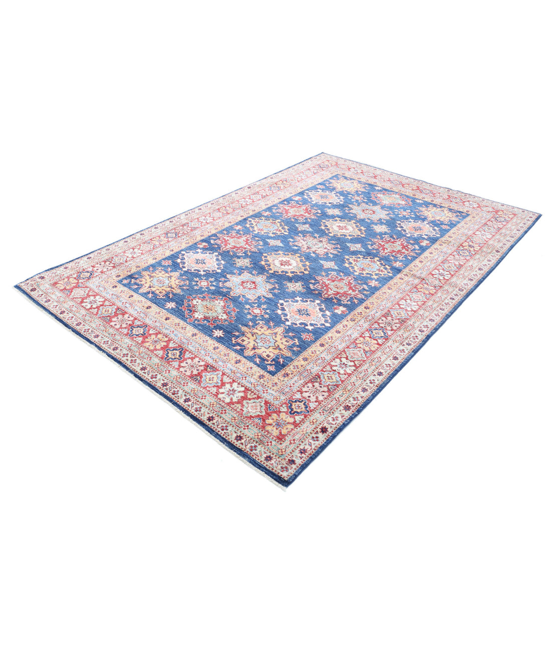 Kazak 5'10'' X 8'8'' Hand-Knotted Wool Rug 5'10'' x 8'8'' (175 X 260) / Blue / Red