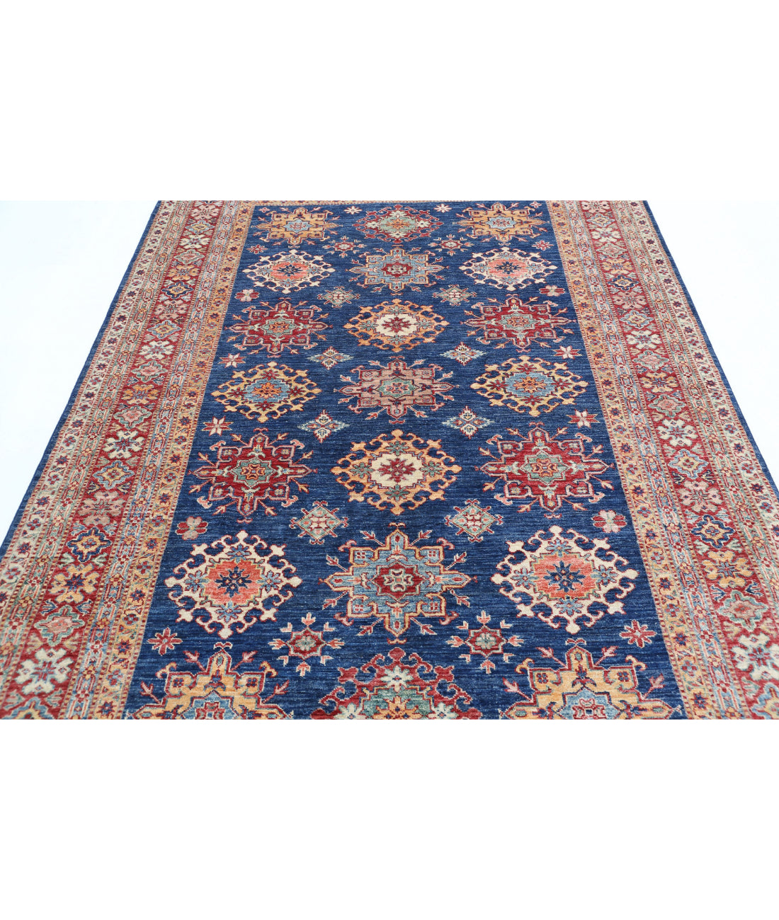 Kazak 5'10'' X 8'8'' Hand-Knotted Wool Rug 5'10'' x 8'8'' (175 X 260) / Blue / Red