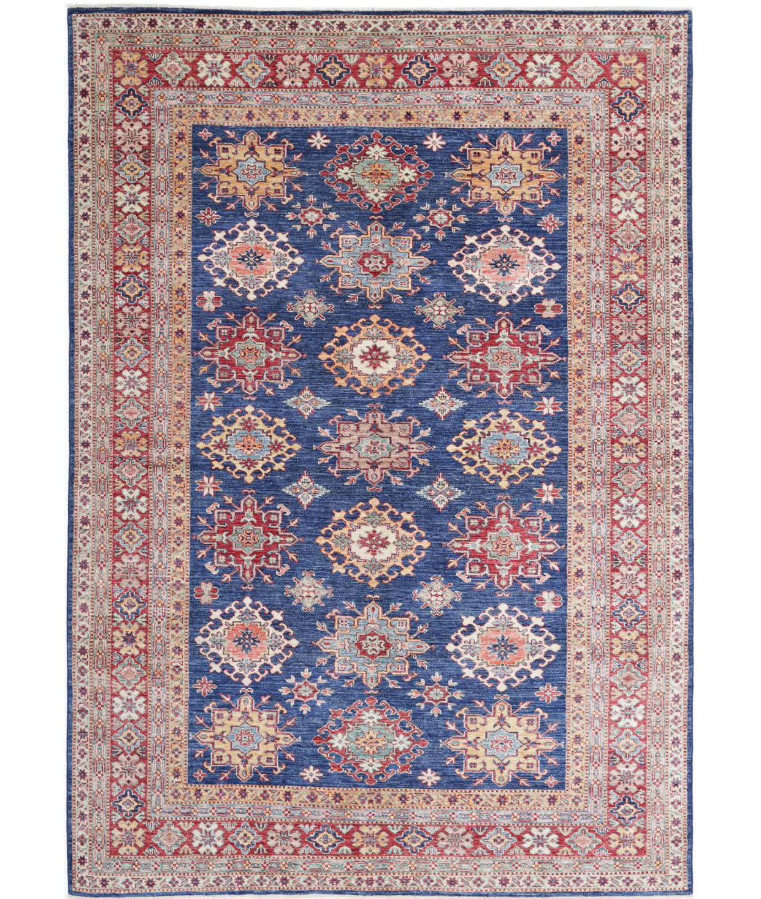 Kazak 5'10'' X 8'8'' Hand-Knotted Wool Rug 5'10'' x 8'8'' (175 X 260) / Blue / Red