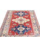 Kazak 4'11'' X 5'11'' Hand-Knotted Wool Rug 4'11'' x 5'11'' (148 X 178) / Red / Ivory