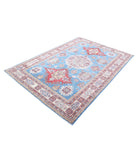 Kazak 5'7'' X 8'1'' Hand-Knotted Wool Rug 5'7'' x 8'1'' (168 X 243) / Blue / Ivory