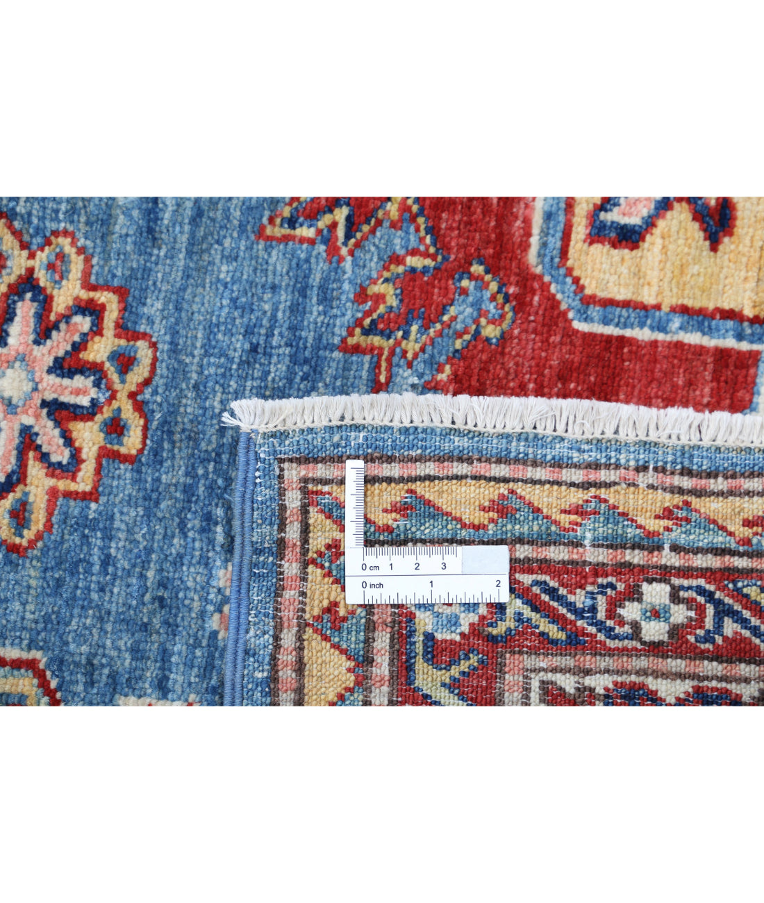 Kazak 5'7'' X 8'1'' Hand-Knotted Wool Rug 5'7'' x 8'1'' (168 X 243) / Blue / Ivory