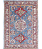 Kazak 5'7'' X 8'1'' Hand-Knotted Wool Rug 5'7'' x 8'1'' (168 X 243) / Blue / Ivory