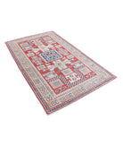 Kazak 4'1'' X 6'7'' Hand-Knotted Wool Rug 4'1'' x 6'7'' (123 X 198) / Red / Ivory