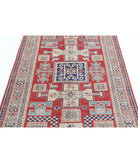 Kazak 4'1'' X 6'7'' Hand-Knotted Wool Rug 4'1'' x 6'7'' (123 X 198) / Red / Ivory