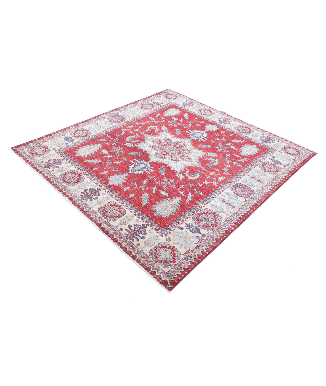 Kazak 5'7'' X 5'11'' Hand-Knotted Wool Rug 5'7'' x 5'11'' (168 X 178) / Red / Ivory