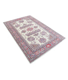 Kazak 4'10'' X 7'3'' Hand-Knotted Wool Rug 4'10'' x 7'3'' (145 X 218) / Ivory / Red