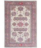 Kazak 4'10'' X 7'3'' Hand-Knotted Wool Rug 4'10'' x 7'3'' (145 X 218) / Ivory / Red