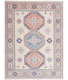 Kazak 4'10'' X 6'8'' Hand-Knotted Wool Rug 4'10'' x 6'8'' (145 X 200) / Ivory / Peach