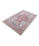 Kazak 4'2'' X 6'6'' Hand-Knotted Wool Rug 4'2'' x 6'6'' (125 X 195) / Ivory / Red