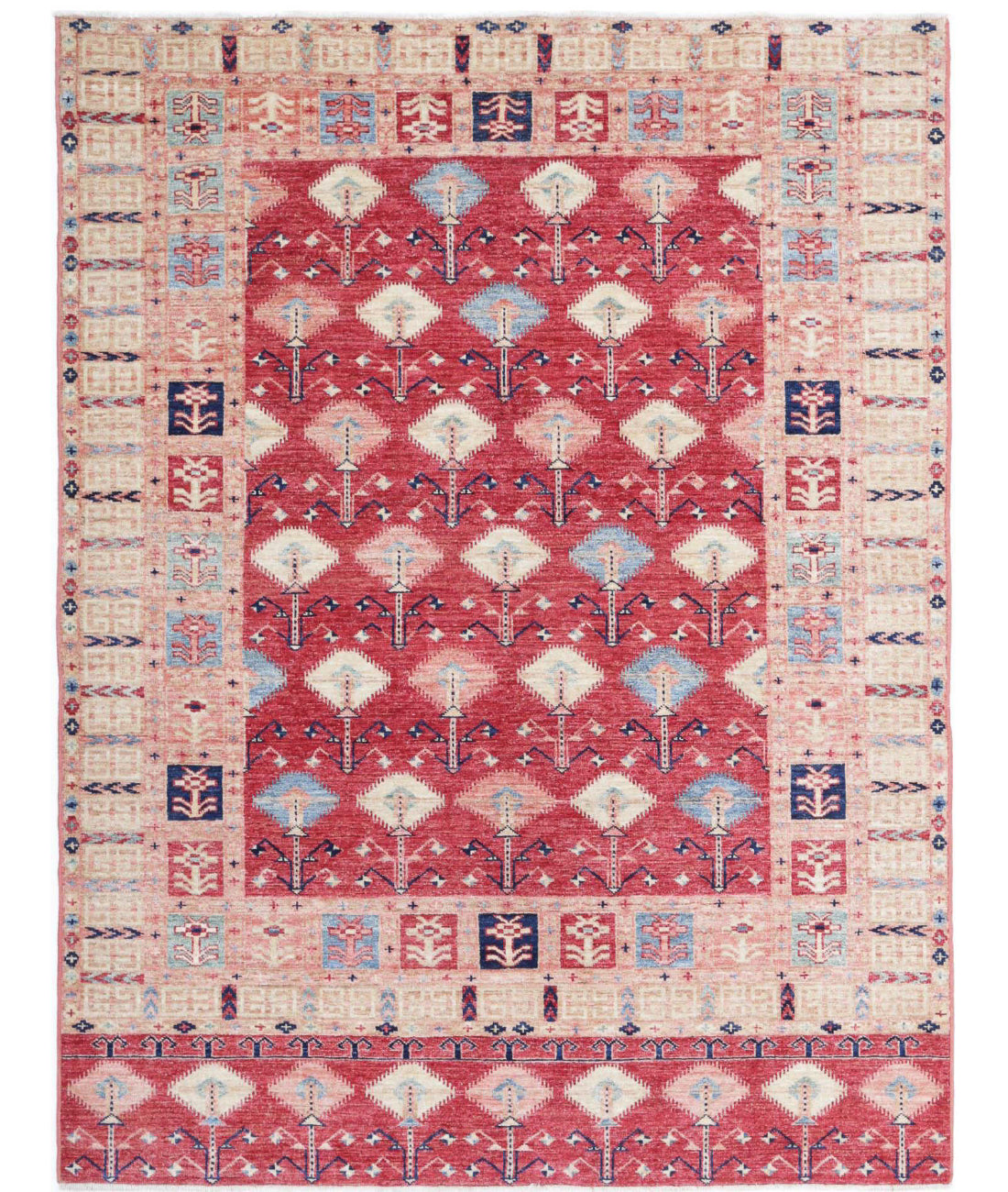 Kazak 4'11'' X 6'6'' Hand-Knotted Wool Rug 4'11'' x 6'6'' (148 X 195) / Red / Ivory