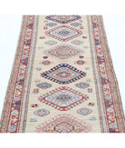 Kazak 2'4'' X 6'3'' Hand-Knotted Wool Rug 2'4'' x 6'3'' (70 X 188) / Ivory / Red