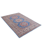 Kazak 4'10'' X 6'10'' Hand-Knotted Wool Rug 4'10'' x 6'10'' (145 X 205) / Blue / Ivory