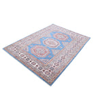 Kazak 4'10'' X 6'10'' Hand-Knotted Wool Rug 4'10'' x 6'10'' (145 X 205) / Blue / Ivory