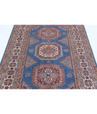 Kazak 4'10'' X 6'10'' Hand-Knotted Wool Rug 4'10'' x 6'10'' (145 X 205) / Blue / Ivory