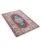 Kazak 2'10'' X 4'2'' Hand-Knotted Wool Rug 2'10'' x 4'2'' (85 X 125) / Red / Ivory