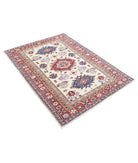 Kazak 4'0'' X 5'5'' Hand-Knotted Wool Rug 4'0'' x 5'5'' (120 X 163) / Ivory / Red