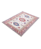 Kazak 4'0'' X 5'5'' Hand-Knotted Wool Rug 4'0'' x 5'5'' (120 X 163) / Ivory / Red