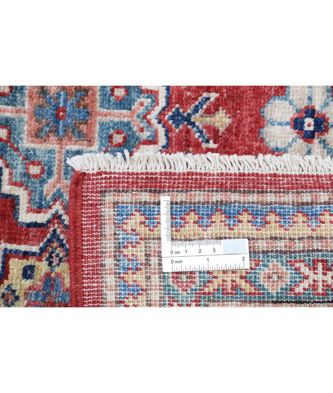 Kazak 5'4'' X 8'2'' Hand-Knotted Wool Rug 5'4'' x 8'2'' (160 X 245) / Red / Ivory