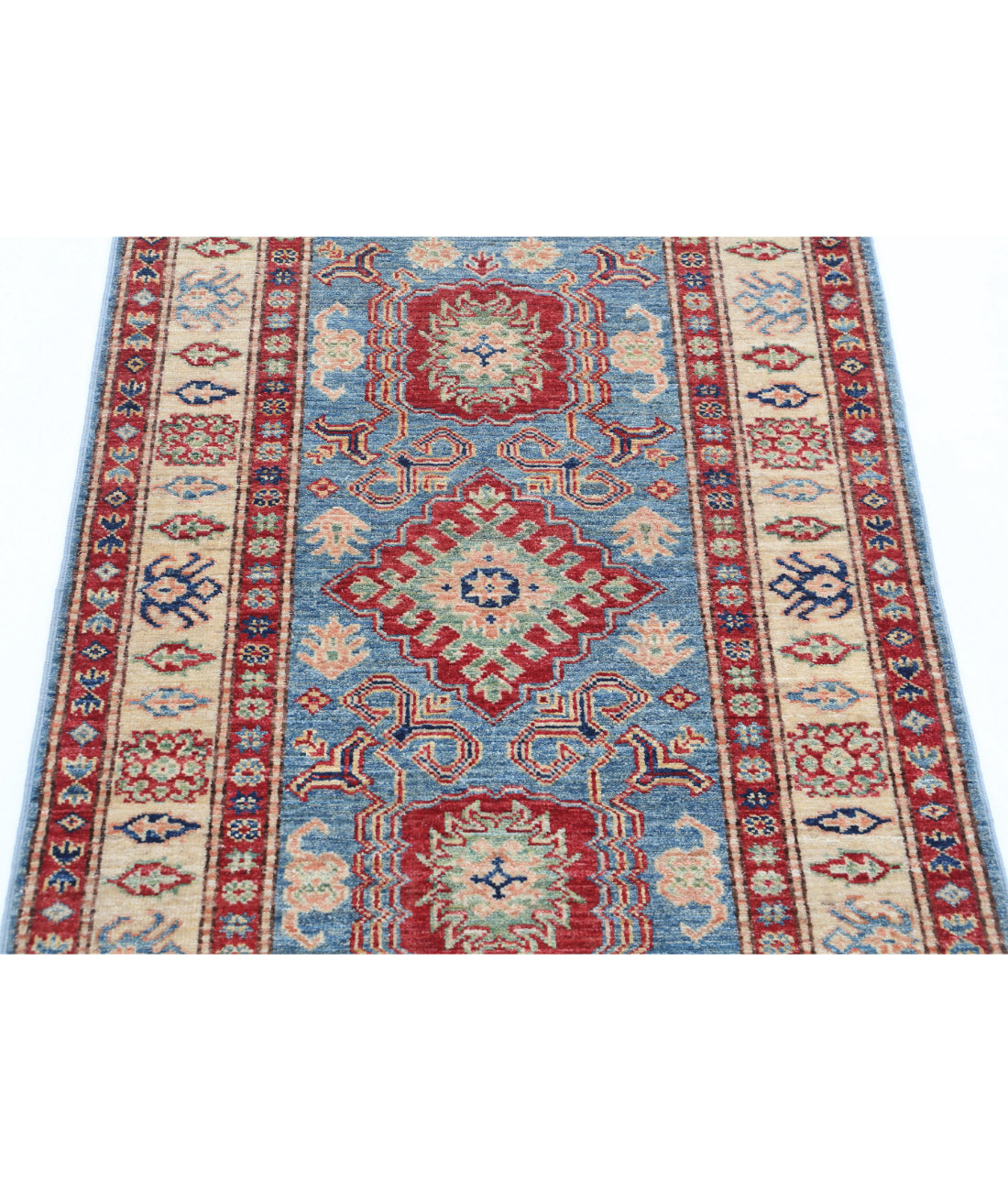 Kazak 2'9'' X 4'2'' Hand-Knotted Wool Rug 2'9'' x 4'2'' (83 X 125) / Blue / Ivory