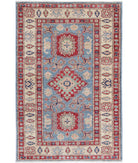 Kazak 2'9'' X 4'2'' Hand-Knotted Wool Rug 2'9'' x 4'2'' (83 X 125) / Blue / Ivory