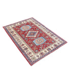 Kazak 3'6'' X 4'9'' Hand-Knotted Wool Rug 3'6'' x 4'9'' (105 X 143) / Red / Ivory