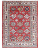 Kazak 5'7'' X 7'6'' Hand-Knotted Wool Rug 5'7'' x 7'6'' (168 X 225) / Red / Ivory