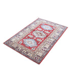 Kazak 3'2'' X 4'9'' Hand-Knotted Wool Rug 3'2'' x 4'9'' (95 X 143) / Red / Ivory