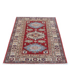 Kazak 3'2'' X 4'9'' Hand-Knotted Wool Rug 3'2'' x 4'9'' (95 X 143) / Red / Ivory