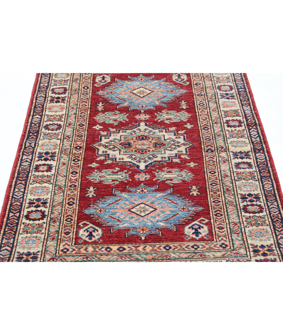 Kazak 3'2'' X 4'9'' Hand-Knotted Wool Rug 3'2'' x 4'9'' (95 X 143) / Red / Ivory