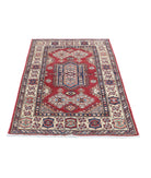 Kazak 3'4'' X 5'2'' Hand-Knotted Wool Rug 3'4'' x 5'2'' (100 X 155) / Red / Ivory