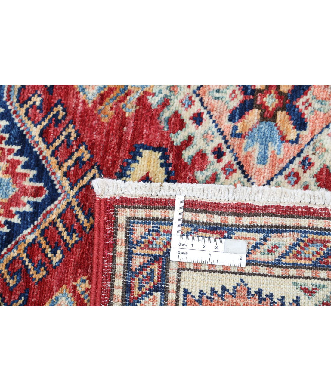 Kazak 3'4'' X 5'2'' Hand-Knotted Wool Rug 3'4'' x 5'2'' (100 X 155) / Red / Ivory