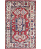 Kazak 3'4'' X 5'2'' Hand-Knotted Wool Rug 3'4'' x 5'2'' (100 X 155) / Red / Ivory