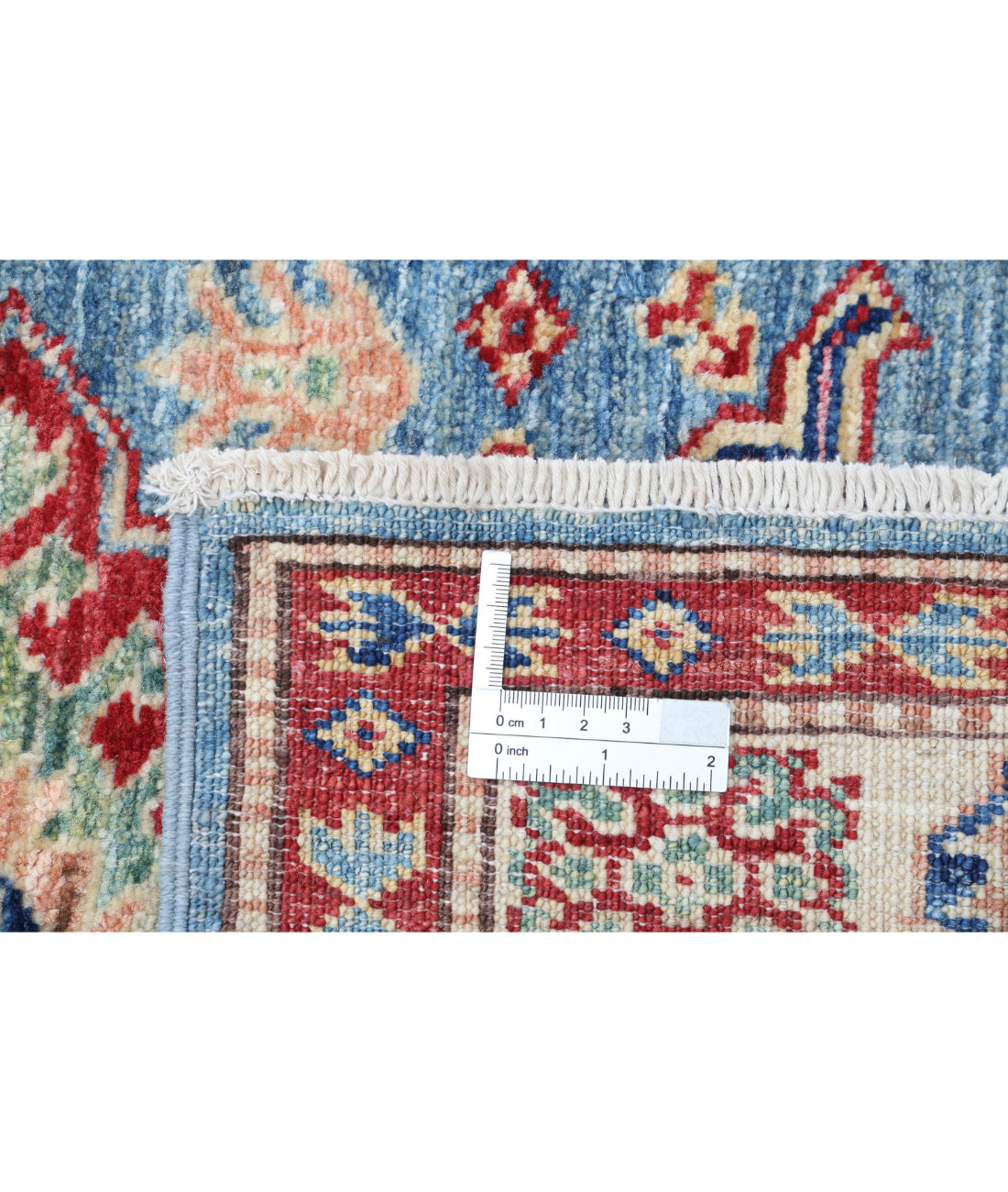 Kazak 2'9'' X 4'2'' Hand-Knotted Wool Rug 2'9'' x 4'2'' (83 X 125) / Blue / Ivory