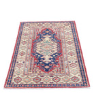 Kazak 2'8'' X 4'0'' Hand-Knotted Wool Rug 2'8'' x 4'0'' (80 X 120) / Red / Ivory