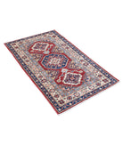 Kazak 2'8'' X 4'2'' Hand-Knotted Wool Rug 2'8'' x 4'2'' (80 X 125) / Red / Ivory