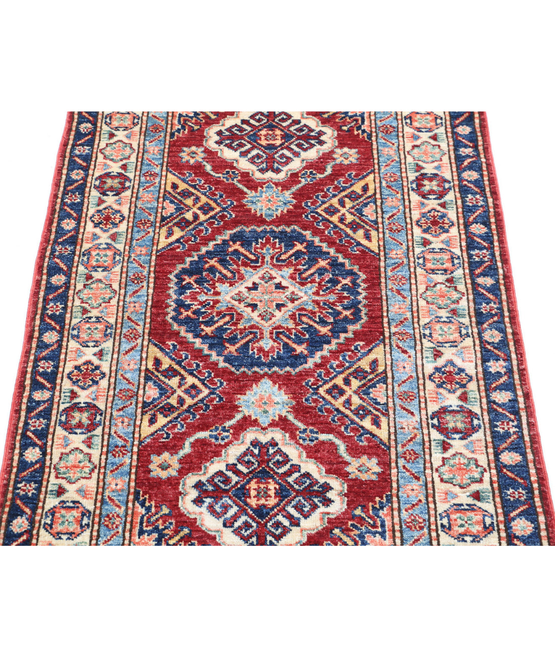 Kazak 2'8'' X 4'2'' Hand-Knotted Wool Rug 2'8'' x 4'2'' (80 X 125) / Red / Ivory