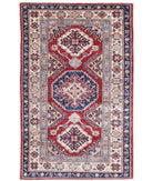 Kazak 2'8'' X 4'2'' Hand-Knotted Wool Rug 2'8'' x 4'2'' (80 X 125) / Red / Ivory