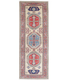 Kazak 2'5'' X 6'7'' Hand-Knotted Wool Rug 2'5'' x 6'7'' (73 X 198) / Ivory / Red