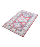 Kazak 2'8'' X 4'4'' Hand-Knotted Wool Rug 2'8'' x 4'4'' (80 X 130) / Red / Ivory