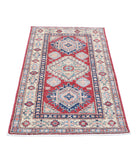 Kazak 2'8'' X 4'4'' Hand-Knotted Wool Rug 2'8'' x 4'4'' (80 X 130) / Red / Ivory