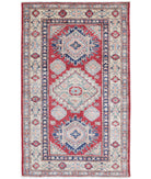 Kazak 2'8'' X 4'4'' Hand-Knotted Wool Rug 2'8'' x 4'4'' (80 X 130) / Red / Ivory