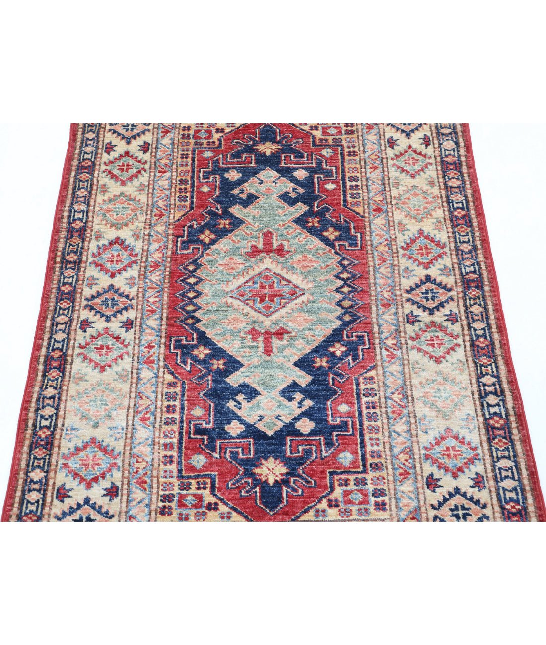 Kazak 2'9'' X 4'1'' Hand-Knotted Wool Rug 2'9'' x 4'1'' (83 X 123) / Red / Ivory