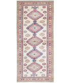 Kazak 2'7'' X 6'2'' Hand-Knotted Wool Rug 2'7'' x 6'2'' (78 X 185) / Ivory / Red