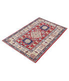 Kazak 2'9'' X 4'2'' Hand-Knotted Wool Rug 2'9'' x 4'2'' (83 X 125) / Red / Ivory