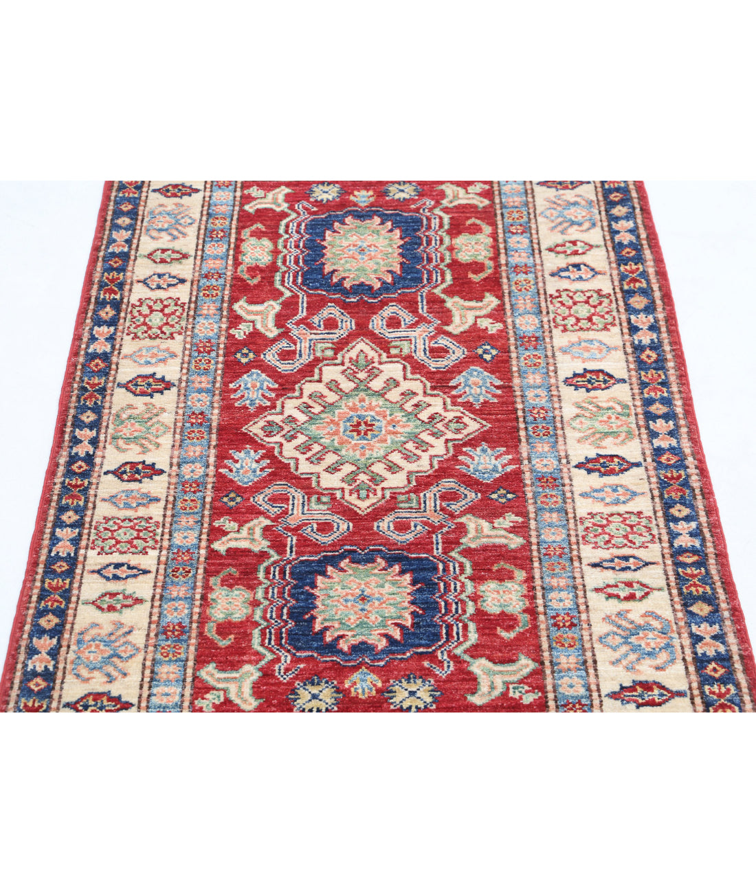 Kazak 2'9'' X 4'2'' Hand-Knotted Wool Rug 2'9'' x 4'2'' (83 X 125) / Red / Ivory